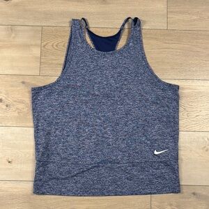Nike Women’s Studio Cutout Heathered Blue Dri-Fit Tank Top